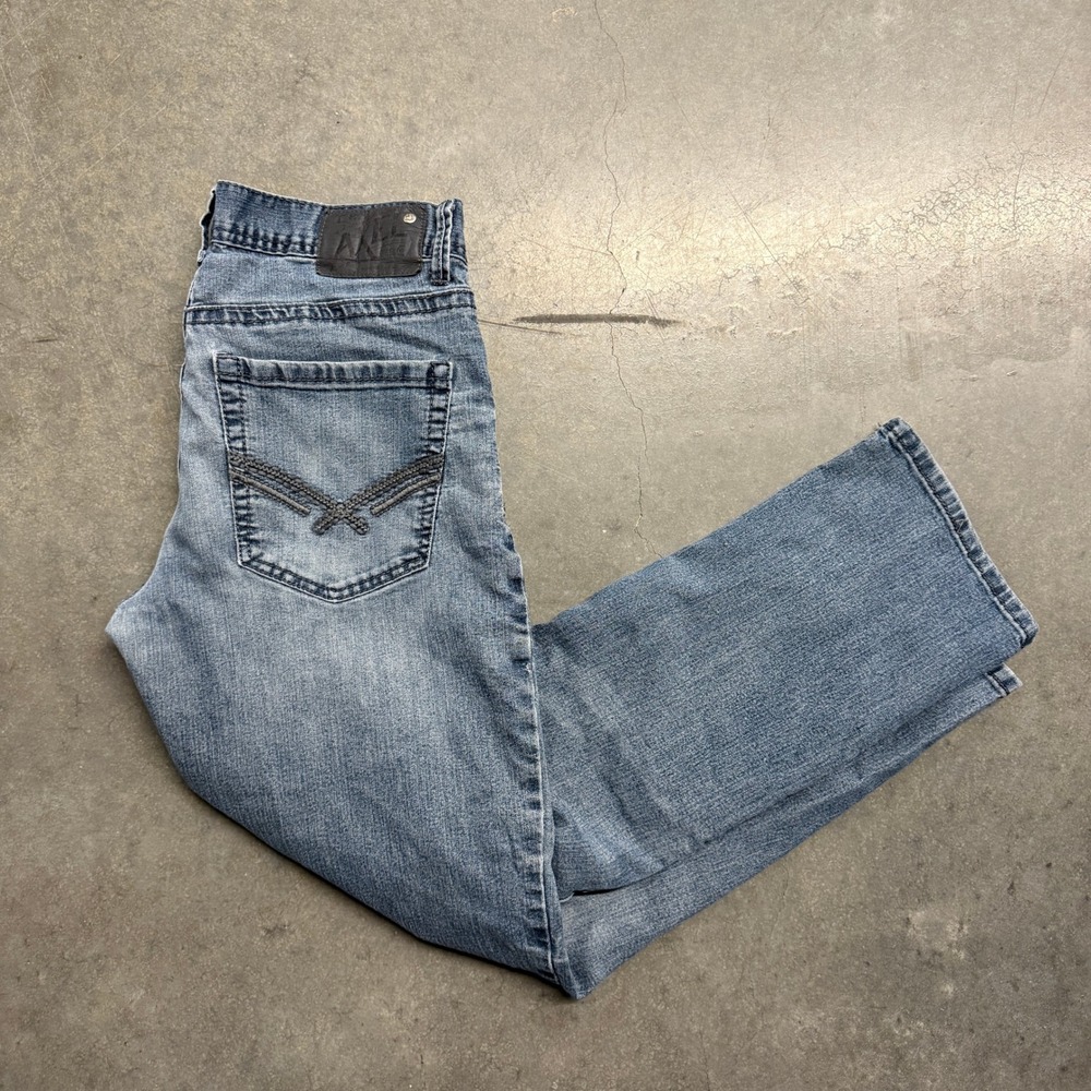 Axel Jeans Mens 32x29 Light Wash Straight Leg Denim Blue Embroidered Pockets